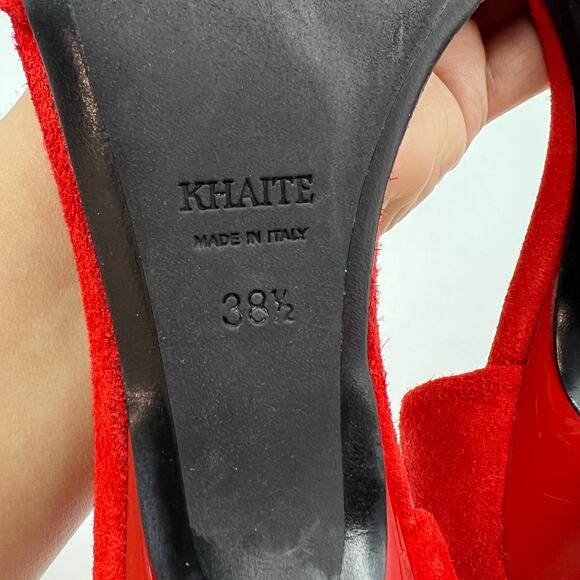 Khaite Seville Suede d’Orsay Heels Red Pointy Toe Kitten - Picture 11 of 14